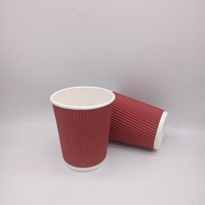 China Anhui Porcelain Ripple 8oz Disposable Eco Friendly Wall Paper Cups for sale