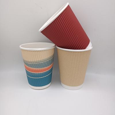 China Disposable 12OZ maker ripple wallpaper takeway coffee cups for sale