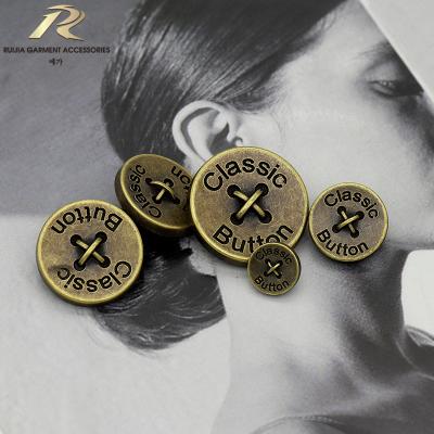 China Retro Style Plating Durable Zinc Alloy Metal Leg Sewing Buttons For Clothing for sale