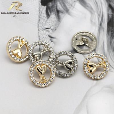 China Fashionable Fashionable Design Rhinestone Embellishments Design Metal Leg Zinc Alloy Sewing Shirt Buttons For Clothing for sale