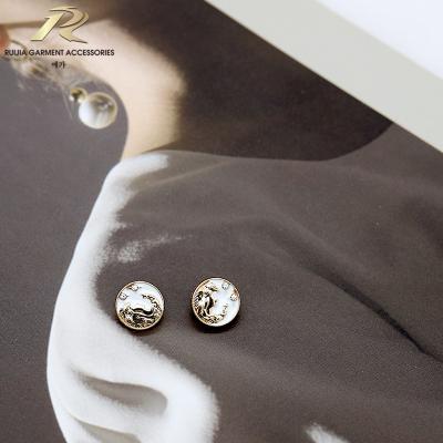 China Fashion Designer Buttons 10mm Drip Oil Round Gold Sewing Metal Leg Zinc Alloy Shirt Buttons For Clothing for sale