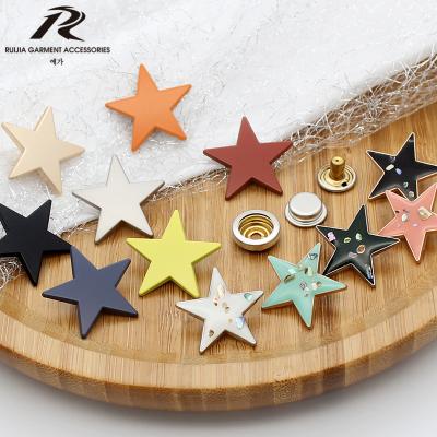 China OEM Decorative Accessories Multicolor Pentagon Dry Cleaning Four Parts Custom Metal Snap Buttons For Clothing for sale