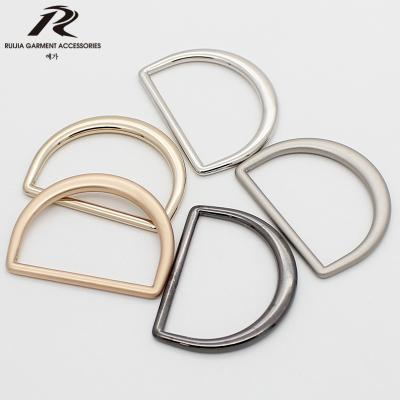 China Handbag Factory Price Bag Hardware Accessories Nickel Metal Zinc Alloy Solid Seamless D-ring Buckle For Handbags Bag Strap for sale