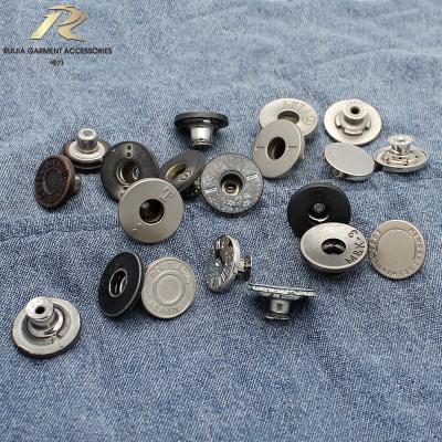 China Viable Accept Custom Jeans Button Denim Metal Zinc Alloy Brass Leg Jeans Button For Jackets And Pants for sale