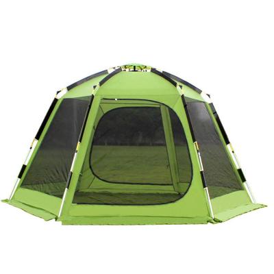 China Diamond Ground Nail Hexagon Double layer 5-8 hexagon people do not need to build the large quick open automatic tent for sale