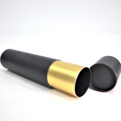 China Good Price Biodegradable Eco Friendly Custom Lip Balm Black Container Lift Up Lid Long Paper Tube for sale