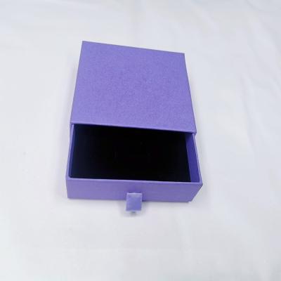 China Recyclable Affordable Custom Simple Necklace Ring Packaging Box Purple Flip Cardboard Paper Jewelry Box for sale