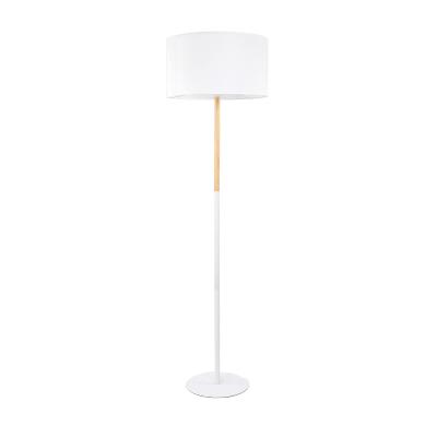 China Mix of wood and metal white coating floor lamp with white fabric mix wood floor lamp for sale