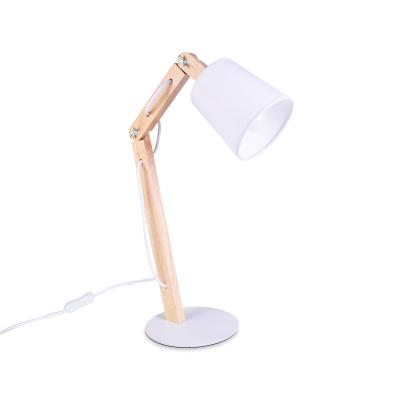 China Wholesale Modern Style Nordic Adjustable Wooden Fashion Durable Table Lamp With White Fabric Shade for sale