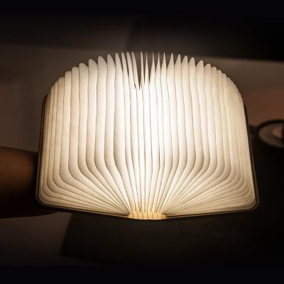 China Magicfly Portable Creative Wooden Folding USB Rechargeable Book Shaped Light Warm White Led Desk Table Lamp For Decor for sale