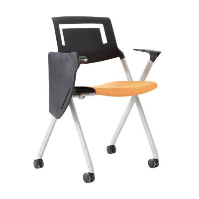 China Foldable Office Chair Single Folding Office Training With Notebook Conference Chairs for sale