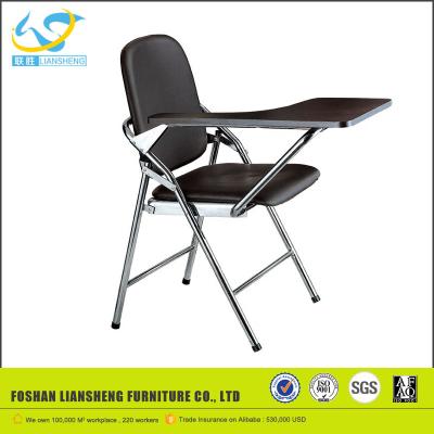 China Lift Chair Factory Direct Sale Leather Stackable Training Chair With Writing Tablet Board for sale