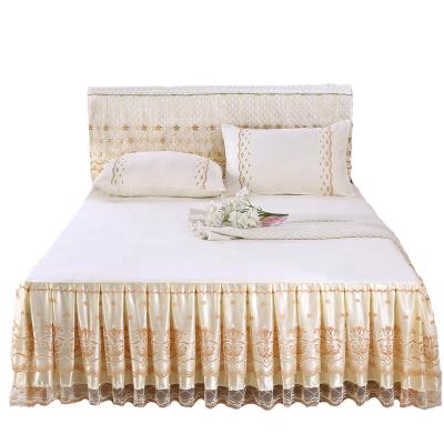 China Home decoration factory wholesale price simple design decorative bedspread bed skirt set for sale