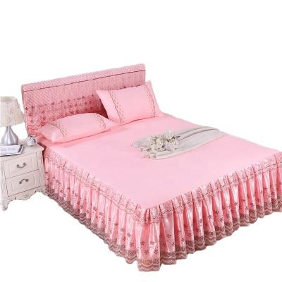 China Generic Home Decoration Factory Wholesale 100% Polyester Double Bed Skirt Set Beautiful for sale