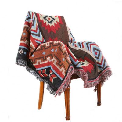 China Anti Dust Mite Wholesale Price Bohemian Style Woven Jacquard Design Geometric Line Sofa Blanket Bedroom Products Durable High Quality Cheap for sale