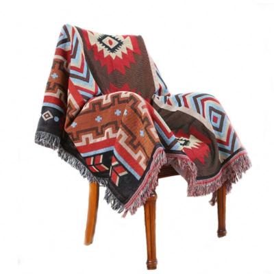 China Anti Dust Mite China Supplier Bedroom Products Woven Jacquard Design Geometric Line Sofa Blankets By Super Soft Durable Bohemian Style for sale