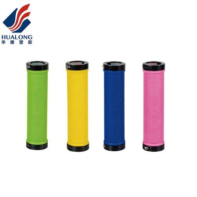 China Bicycle HUALONG 130mm Length TPR Two Sides Locking Bicycle Grips for sale