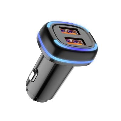 China Moblie Phone Factory Price Dual USB Car Charger 36W QC3.0 Fast Car Phone Charging Charger With LED Right For Mobile Phone for sale