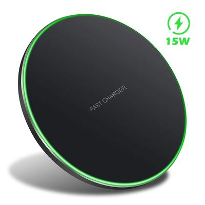 China Mobile Phone Universal LED 15W Portable Fast Radio Charging QI Wireless Charger For Phone Radio Fast Charger for sale