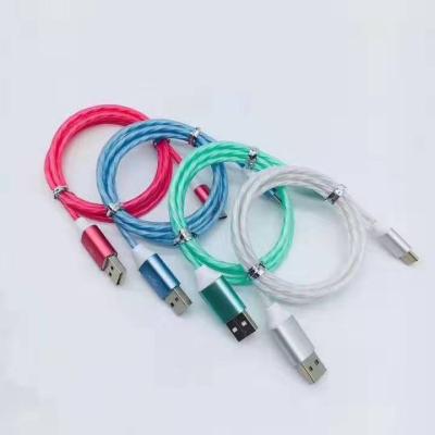 China Factory Wholesale Mobile Phone/Ipad/Camera/PDA/MP3 Usb 3 In 1 Fast Charging Micro Type C Cable 3ft Led Light Lighting Flowing Micro Type C For Mobile Phone for sale