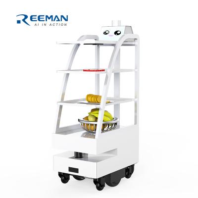 China restaurant & Hotel supplies Reeman fast food delivery robot automatic food delivery robot cloud data charging cart robot for restaurant for sale