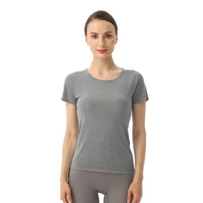 China Anti-Shrink Simple Casual Metallic Sweater Round Neck Soft Casual Ladies Short Sleeve Tops for sale