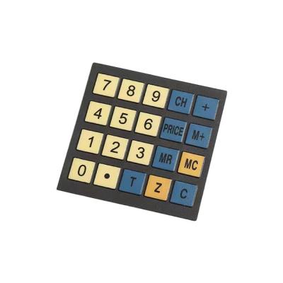 China New Calculator Design Custom Embossed Button Front Panel 4x4 Matrix Graphic Overlay Membrane Keypad for sale