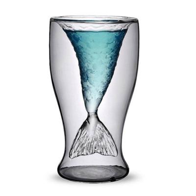 China Mer-domestic Reusable Single Wall Design Cocktail Wine Glass Cup Creative Fish Tail Fish Tail Shape Double Wall Whiskey Glasses for sale