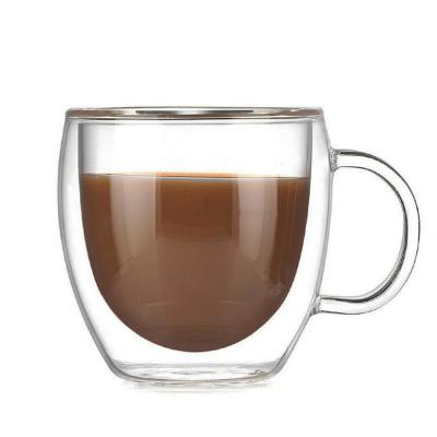 China Wholesale Hand-Made Coffee Lead Free Custom Mug Maker Double Walled Glass Hot Coffee Mug for sale