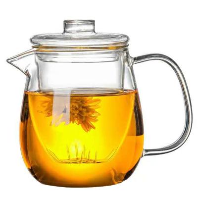 China Wholesale Chinese Stored Heat Resist Stovetop Safe Borosilicate Glass Custom Clear Teapots With Tea Warmer Sets for sale