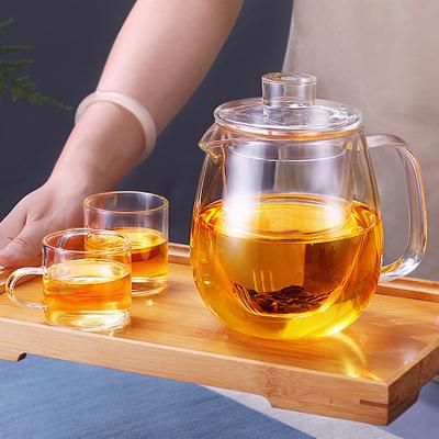 China Small Size Stocked Capacity Pyrex Borosilicate Glass Teapot With Strainer Infuser Glass Tea Maker For One Person for sale