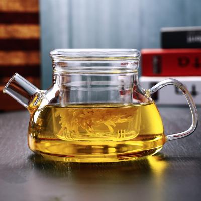 China Factory wholesale price borosilicate glass teapot viable heat resistant clear pyrex glass teapot with glass strainer for sale