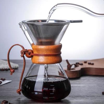 China Factory Single Stocked Classic Borosilicate Glass Coffee Pot 800ML Directly Pour Over Brew Coffee Maker Coffee Kit for sale