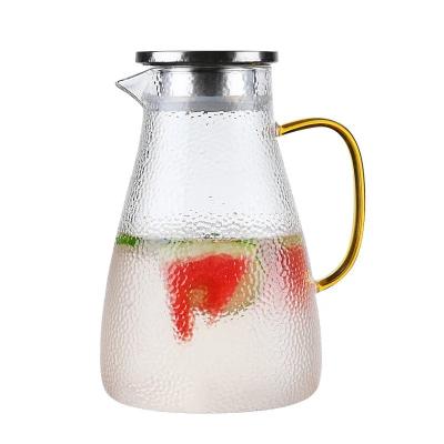 China Viable Clear Glass Teapot Water Bottle Decanter Juice Jug High Capacity Drinking Kettle Heat Resistant Leakproof Tea Jug for sale