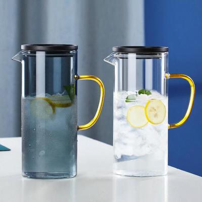 China Sustainable Glass Jug With Lid Heat Resistant Glass Water Carafe Water Pitcher Set Glass Cold Kettle With Lid for sale