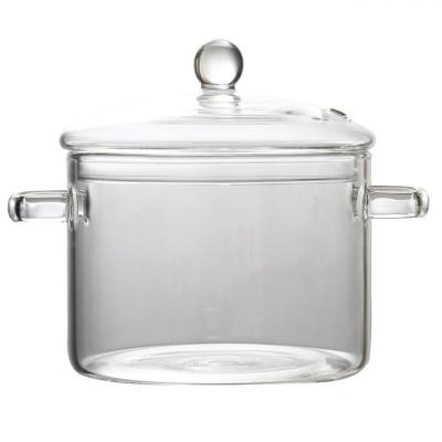 China New Design Disposable Stove Pot Borosilicate Glass Heat Resistant Glass Cooking Pot With Glass Cover Lid for sale