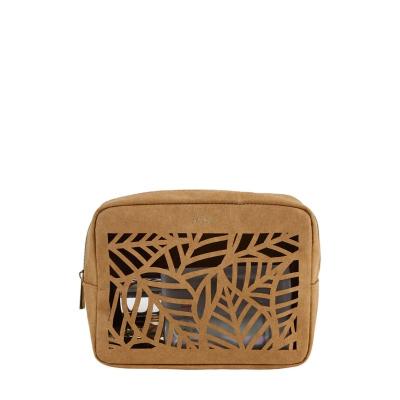 China High Quality Unique Paper Bag Kraft Paper Green Hollowed Out Makeup Packaging Bag With Gold Zipper for sale