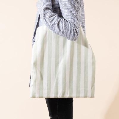 China High Quality Eco-Friendly Custom Personalized Eco-Friendly Shopping Bamboo Reusable Fabric Stripe Fiber Tote Bag for sale