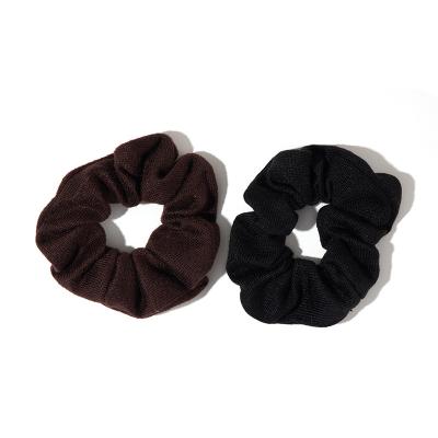 China Low MOQ Knitted Elastic Cotton Hair Accessories Headbands Scrunchie In Gift Box Black For Women for sale