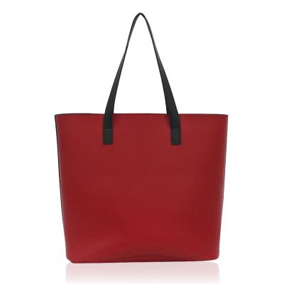 China 2018-2021 Women Eco-friendly Lady PVC Leather Red Travel Handbags With Custom Logo for sale