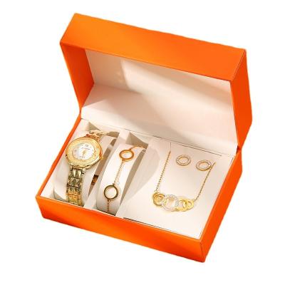 China Financial Institutions Gift Women Fashion Personality Shiny Watch + Bracelet + Necklace + Earrings Gift Set Temperament (4pcs/set) for sale