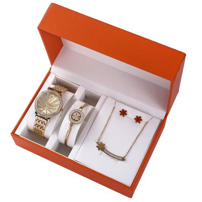 China Barber Shop Fashion Trend Boutique Set Watch+Bracelet+Necklace+Exquisite Gift Box Earrings (4pcs/set) for sale