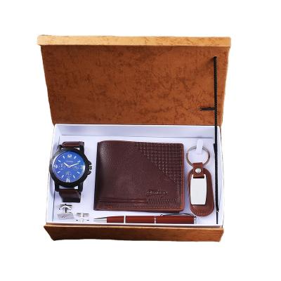 China Creative Agriculture Boutique Gift Men's Wallet + Cufflinks + Big Dial Quartz Watches + Key Chain + Pen (5pcs/set) for sale