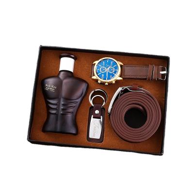 China Creative Agriculture Fashion Boutique Gift Men's Belt + Man Watches + Key Chain + Perfume (4pcs/set) for sale