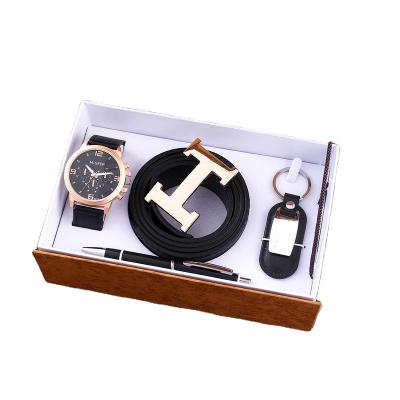 China Agriculture Gift Men Set Belt + Big Dial Quartz Watches + Key Chain + Pen (4pcs/set) for sale