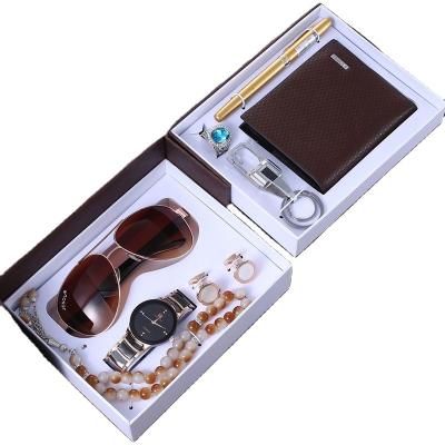 China Fashionable Barber Shop Gift Men's Gift Box Business Creative Watch+Glasses+Necklace+Cuff+Key Chain+Wallet+Ring+Pen(8pcs/se for sale