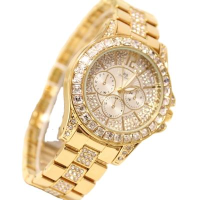 China Stopwatch ladies fashion luxury three eyes full rhinestone Crystal Large Dial Waterproof Quartz one drop shipping for sale