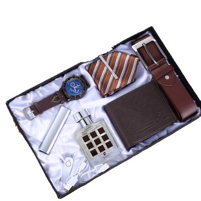 China Barber Shop Fashion boutiquegift creative men perfume gift set+wallet+bank+watch+belt+headphone+power link(7pcs/set) for sale