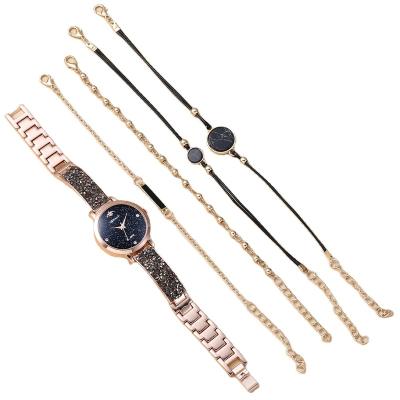 China Chronograph can be customized casual simple personality less diamond dial quartz watch + bracelet (5pcs/set) for sale