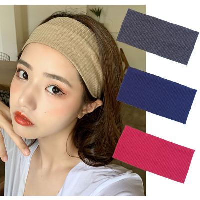 China Hot Wide Edge Yoga Internet Celebrity Knitted Headband Popular Wool Exercise Hair Band Elastic Ribbon Headband For Women for sale